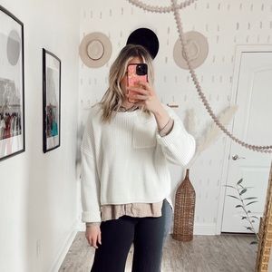 White light weight quilted sweater